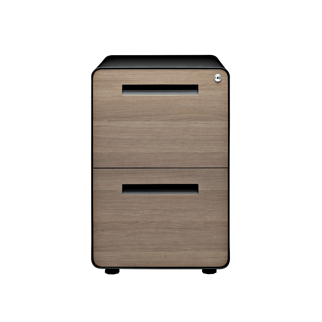 Stockpile Curve 2-Drawer File Cabinet (Black/Wood Faceplate)