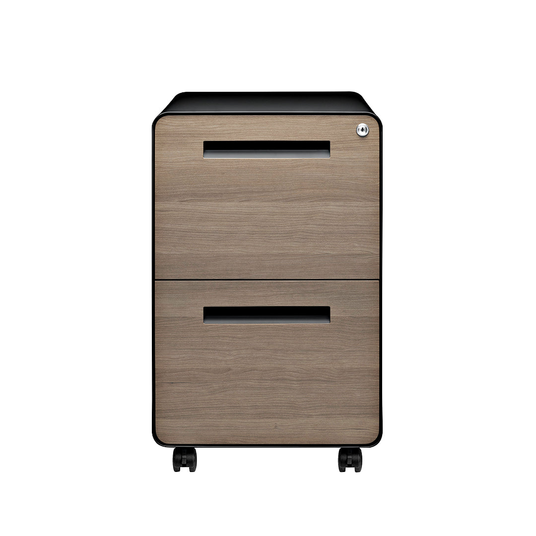 Stockpile Curve 2-Drawer File Cabinet (Black/Wood Faceplate)