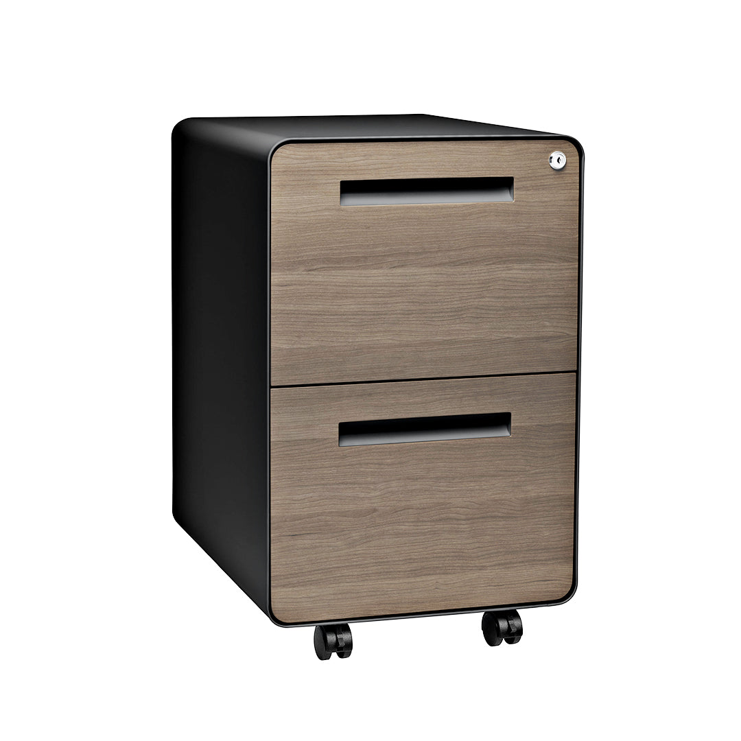 Stockpile Curve 2-Drawer File Cabinet (Black/Wood Faceplate)