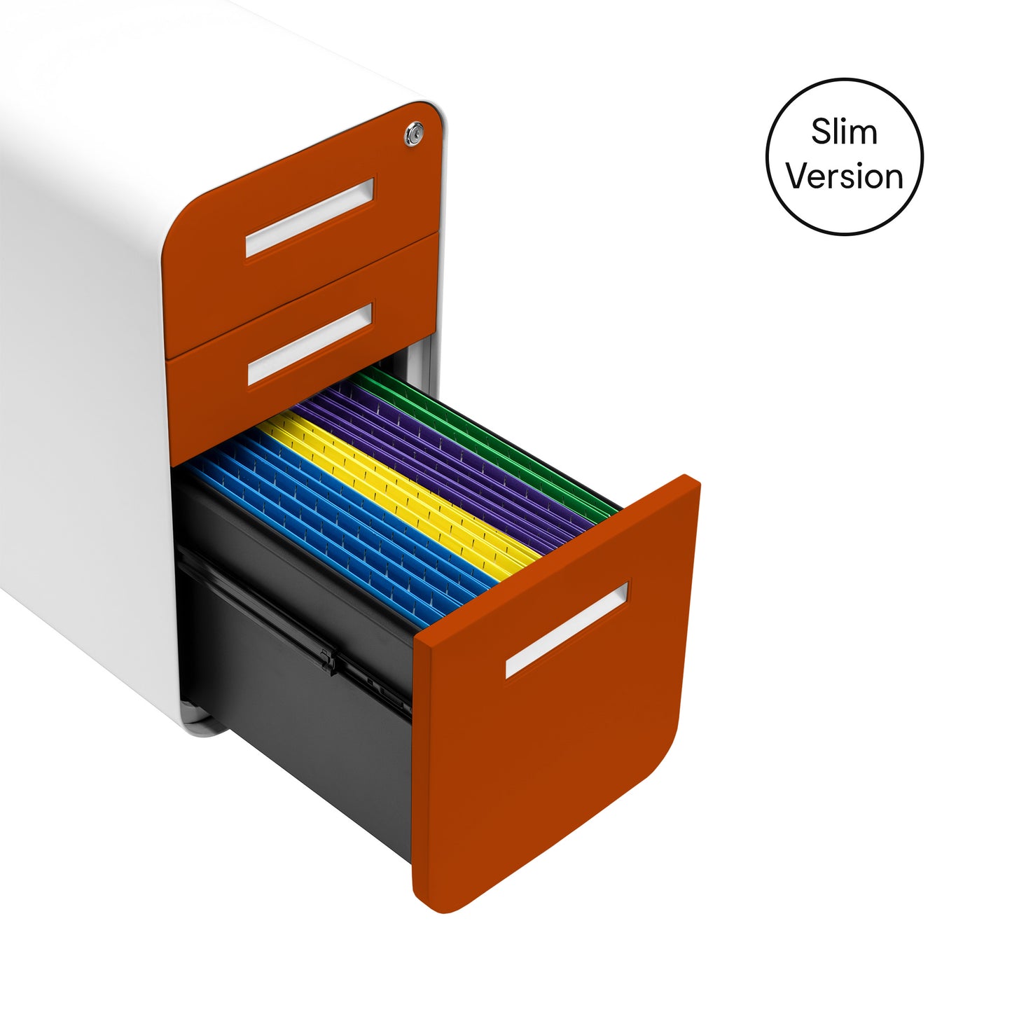 SHIIPS MAY 15TH - Stockpile Slim 3-Drawer File Cabinet (Orange Faceplate)