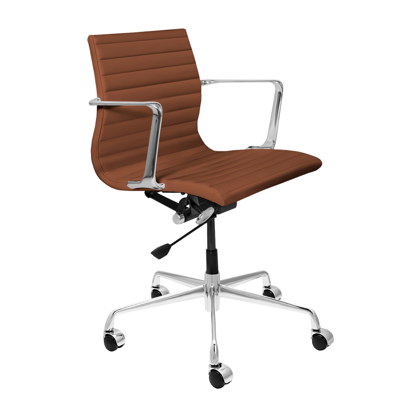 Pacific Ribbed Office Chair (Brown Italian Leather)