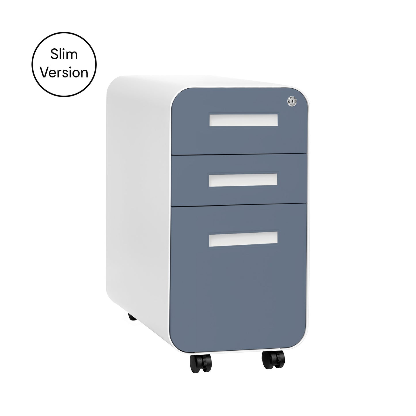 Stockpile Slim 3-Drawer File Cabinet (Coastal Blue Faceplate)