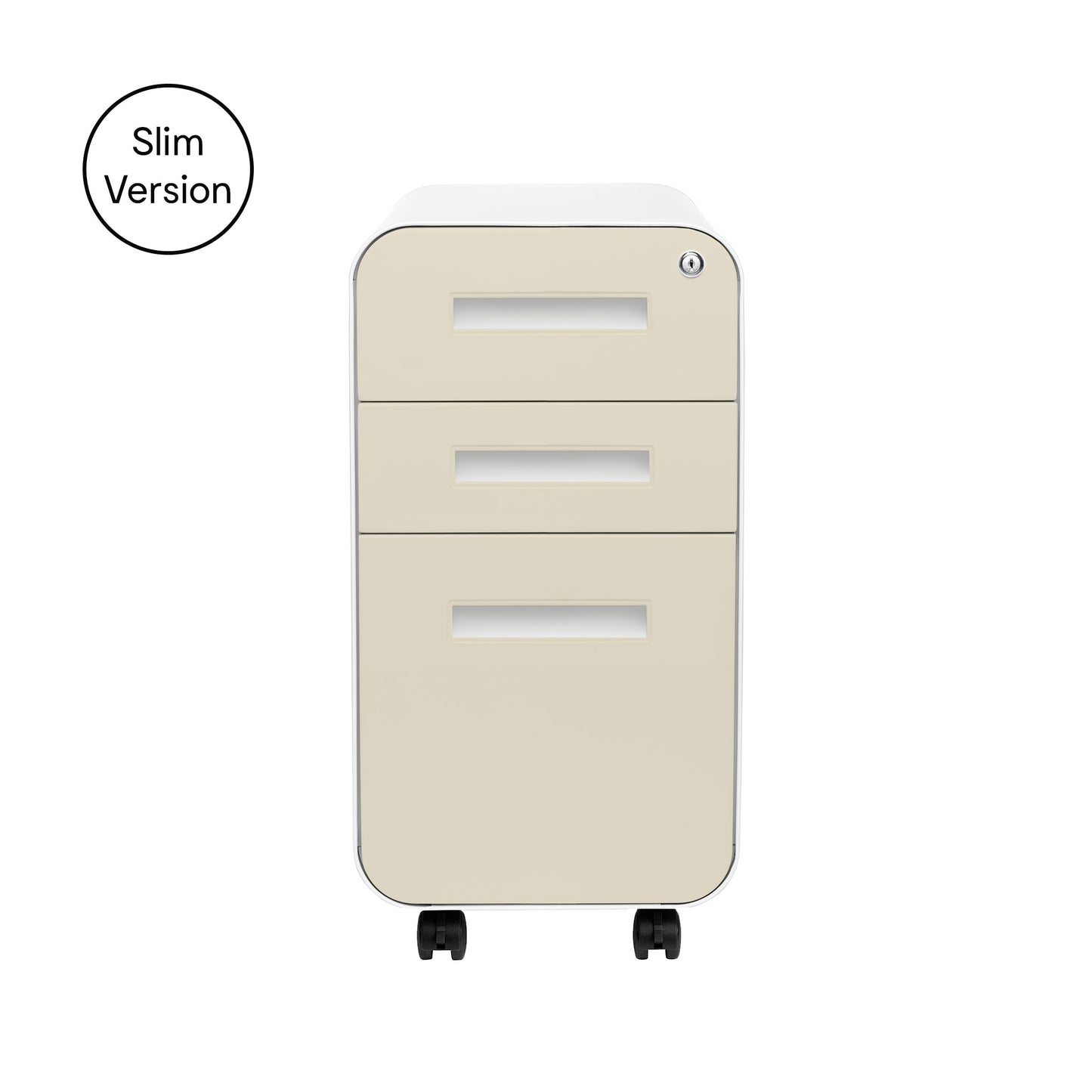 Stockpile Slim 3-Drawer File Cabinet (Ivory Faceplate)