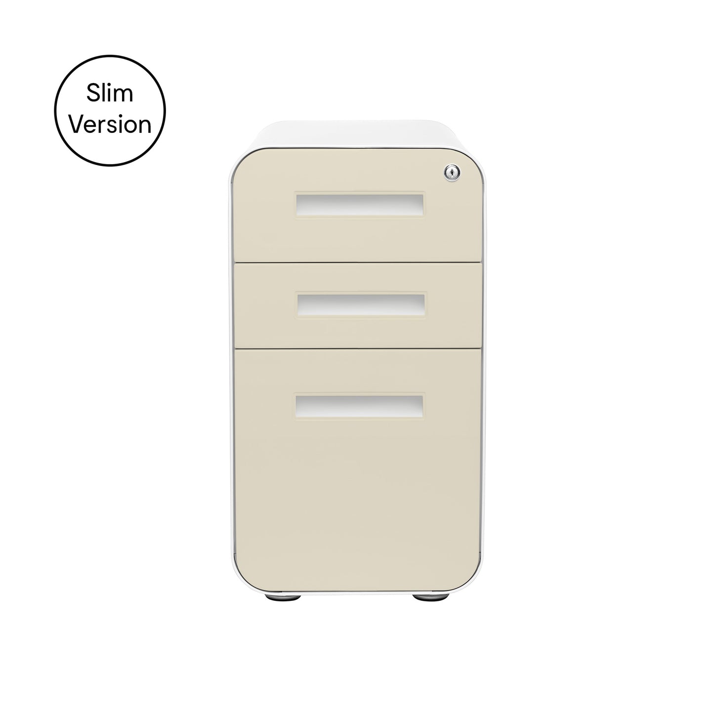 Stockpile Slim 3-Drawer File Cabinet (Ivory Faceplate)
