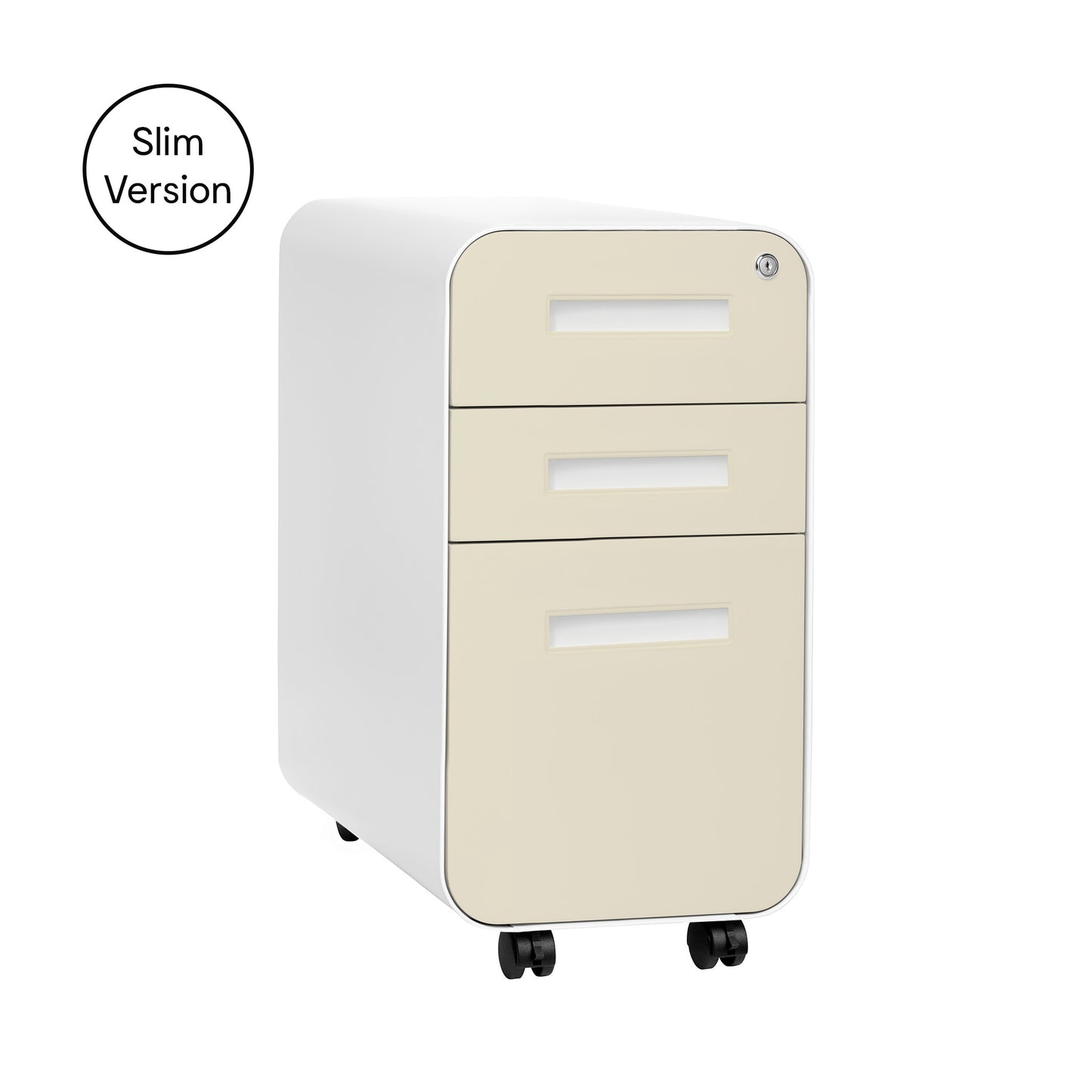 Stockpile Slim 3-Drawer File Cabinet (Ivory Faceplate)