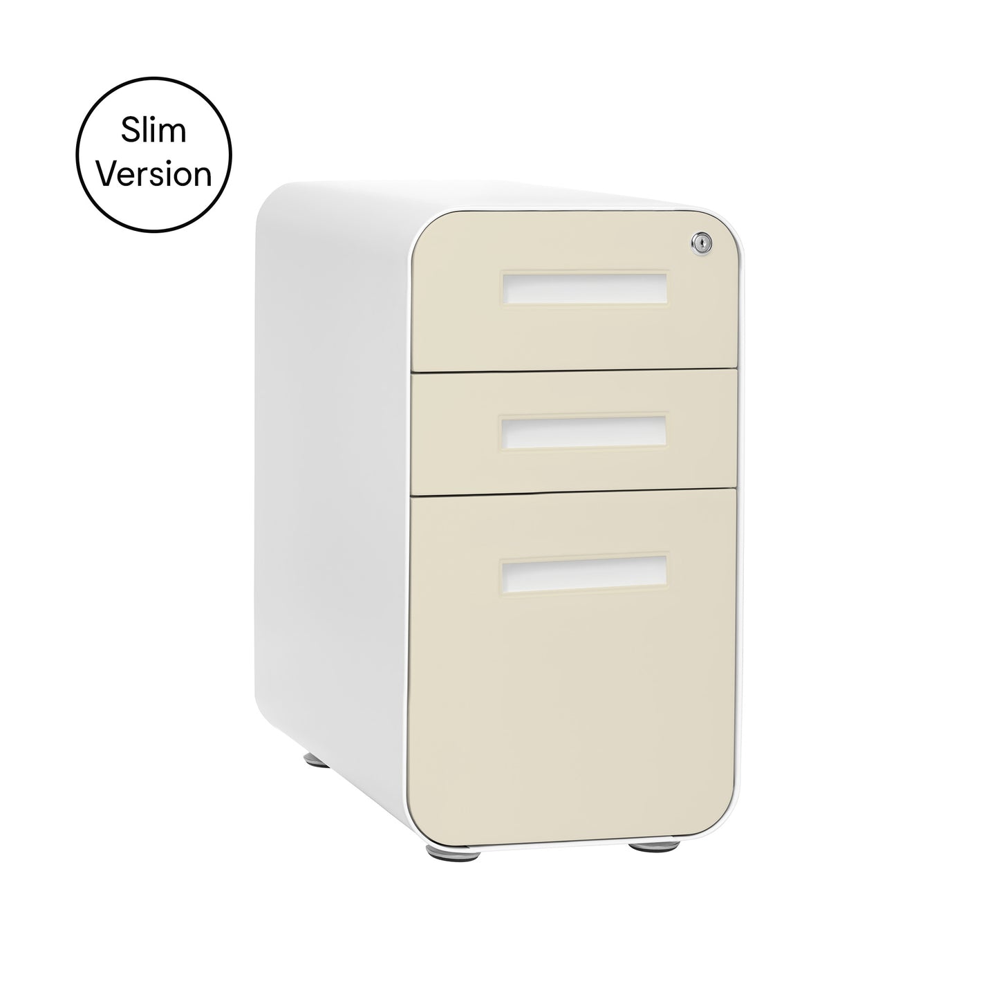 Stockpile Slim 3-Drawer File Cabinet (Ivory Faceplate)