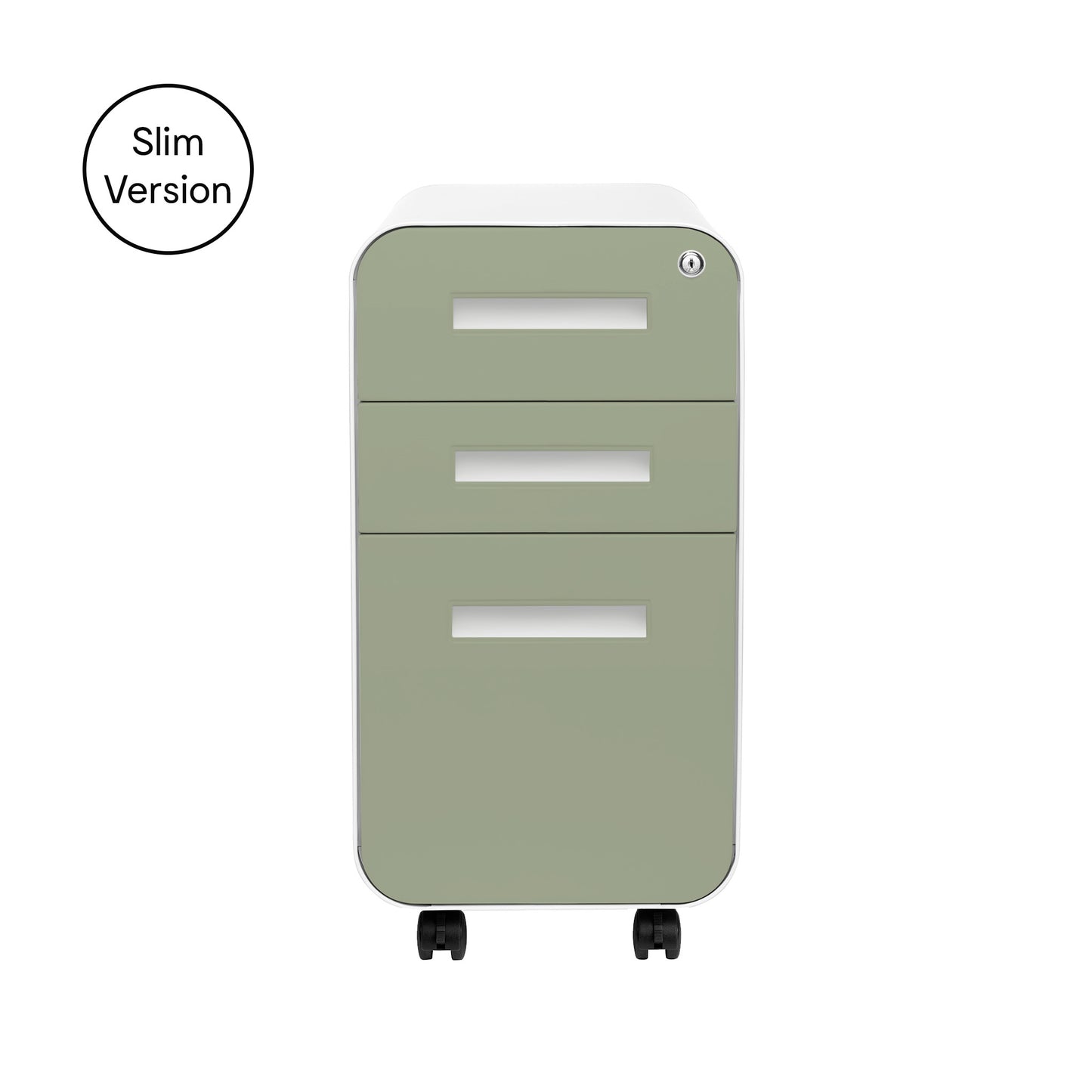 Stockpile Slim 3-Drawer File Cabinet (Sage Green Faceplate)