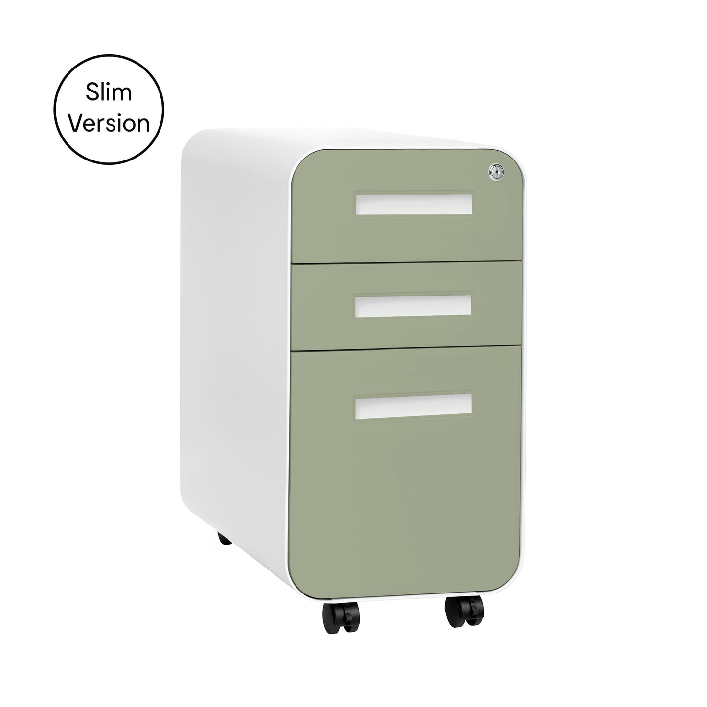 Stockpile Slim 3-Drawer File Cabinet (Sage Green Faceplate)