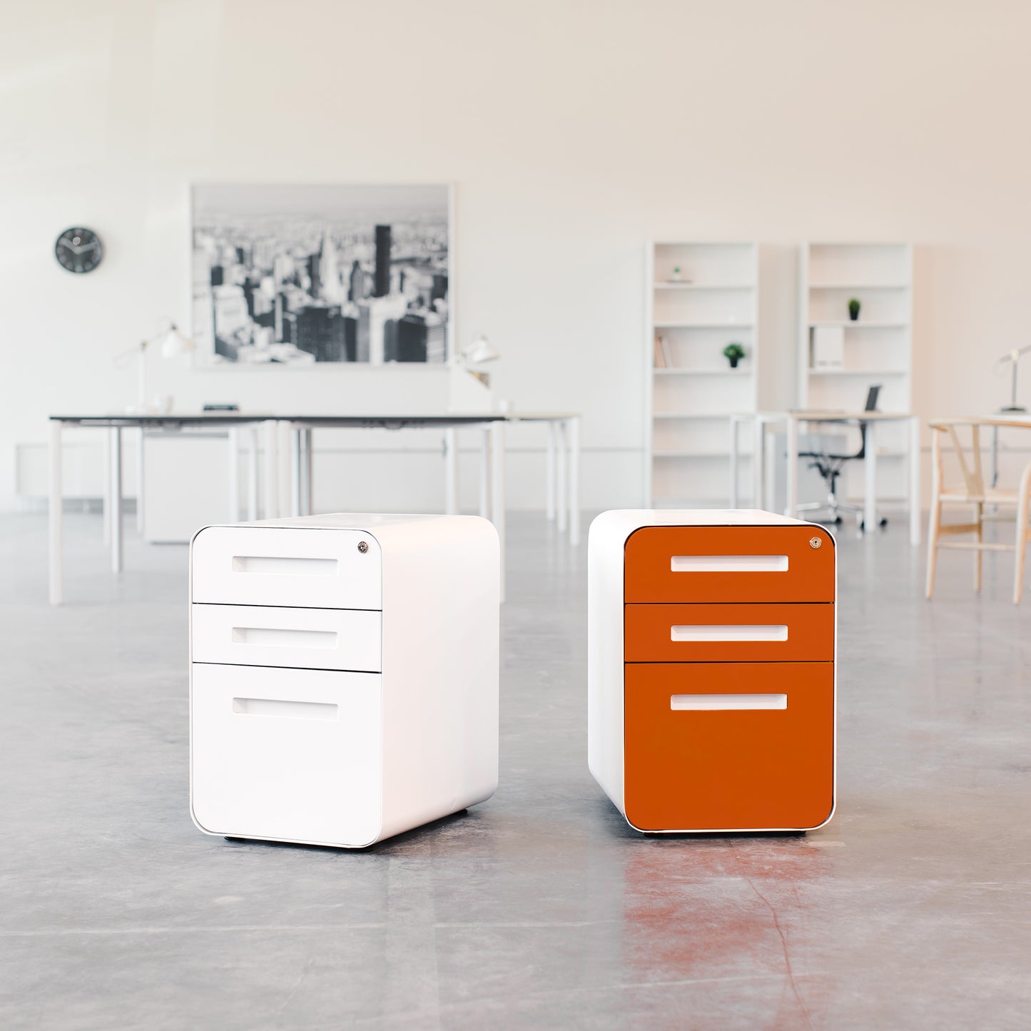 Stockpile Curve File Cabinet (White/Wood Faceplate)