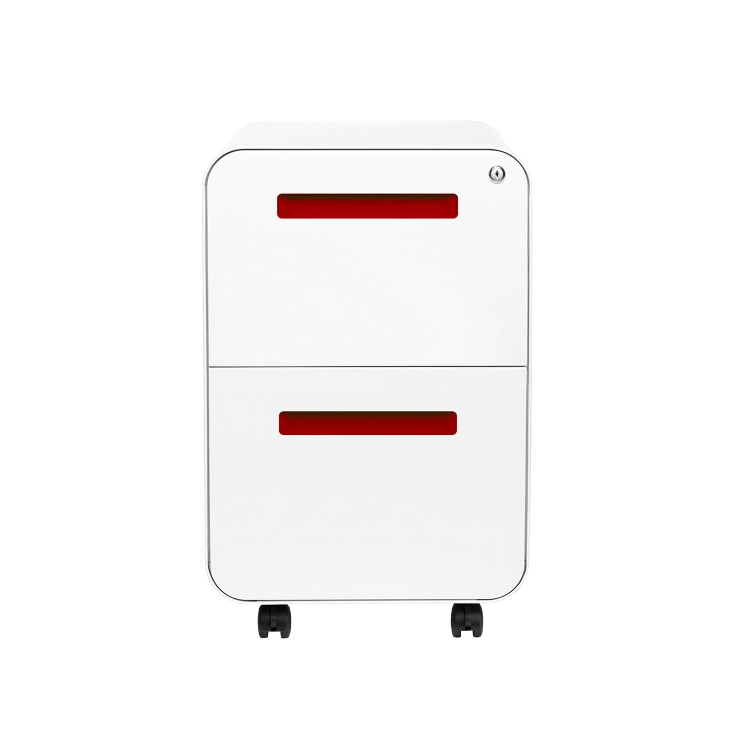 Stockpile Curve 2-Drawer File Cabinet (White/Red)