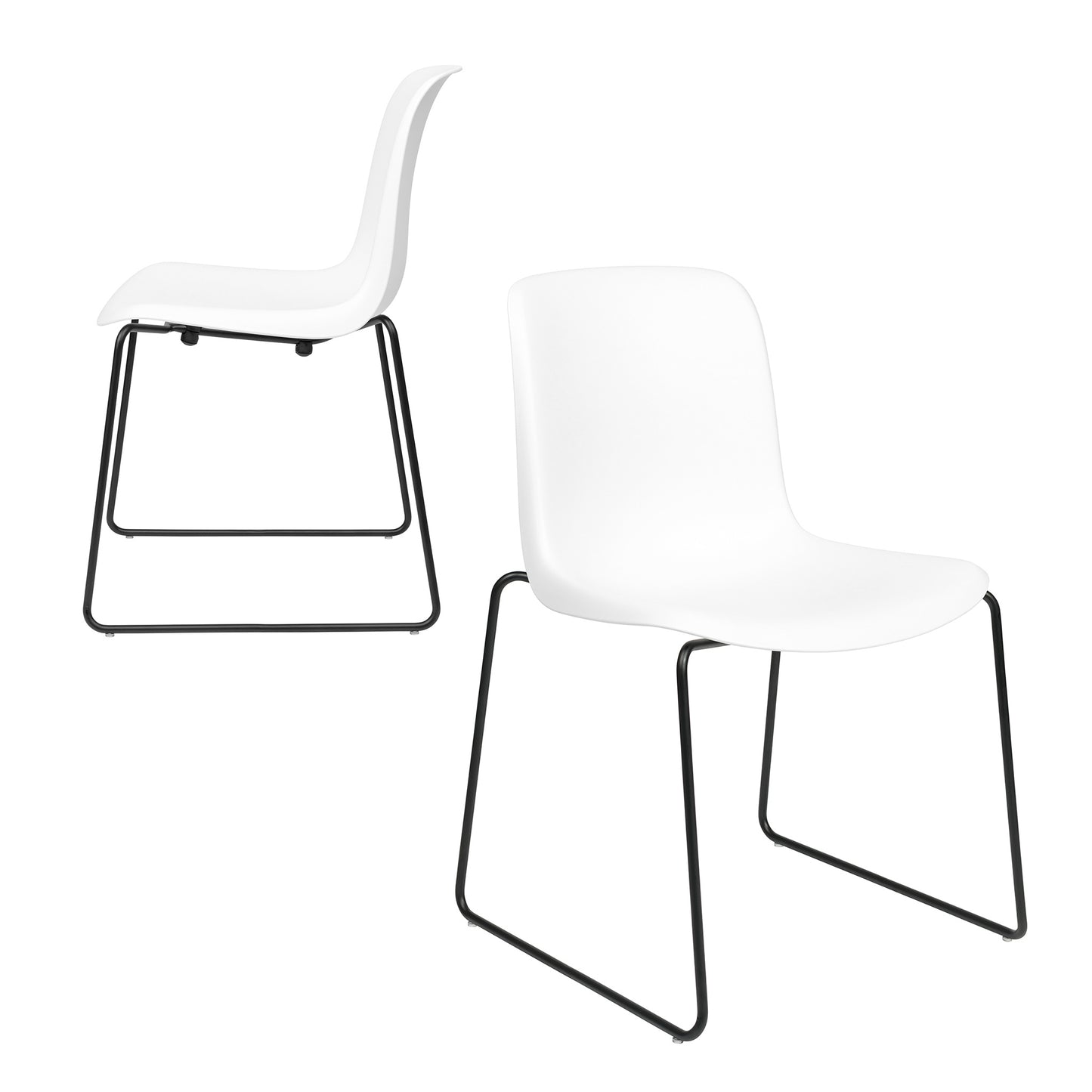 Murray Stackable Side Chairs, Sled Base, Set of 2 (White)