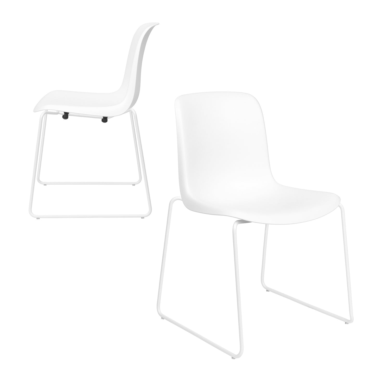 Murray Stackable Side Chairs, Sled Base, Set of 2 (White)