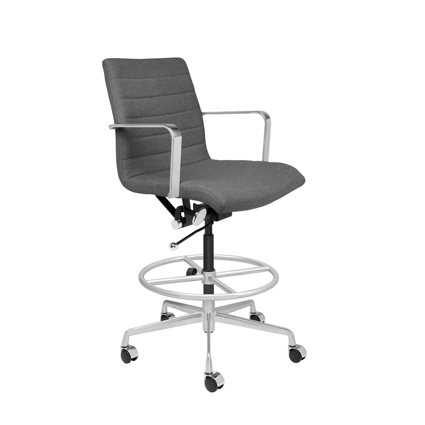 SOHO II Ribbed Drafting Chair (Charcoal Fabric)