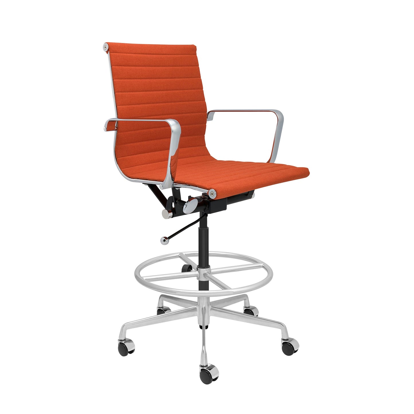 Classic SOHO Ribbed Drafting Chair (Orange Fabric)