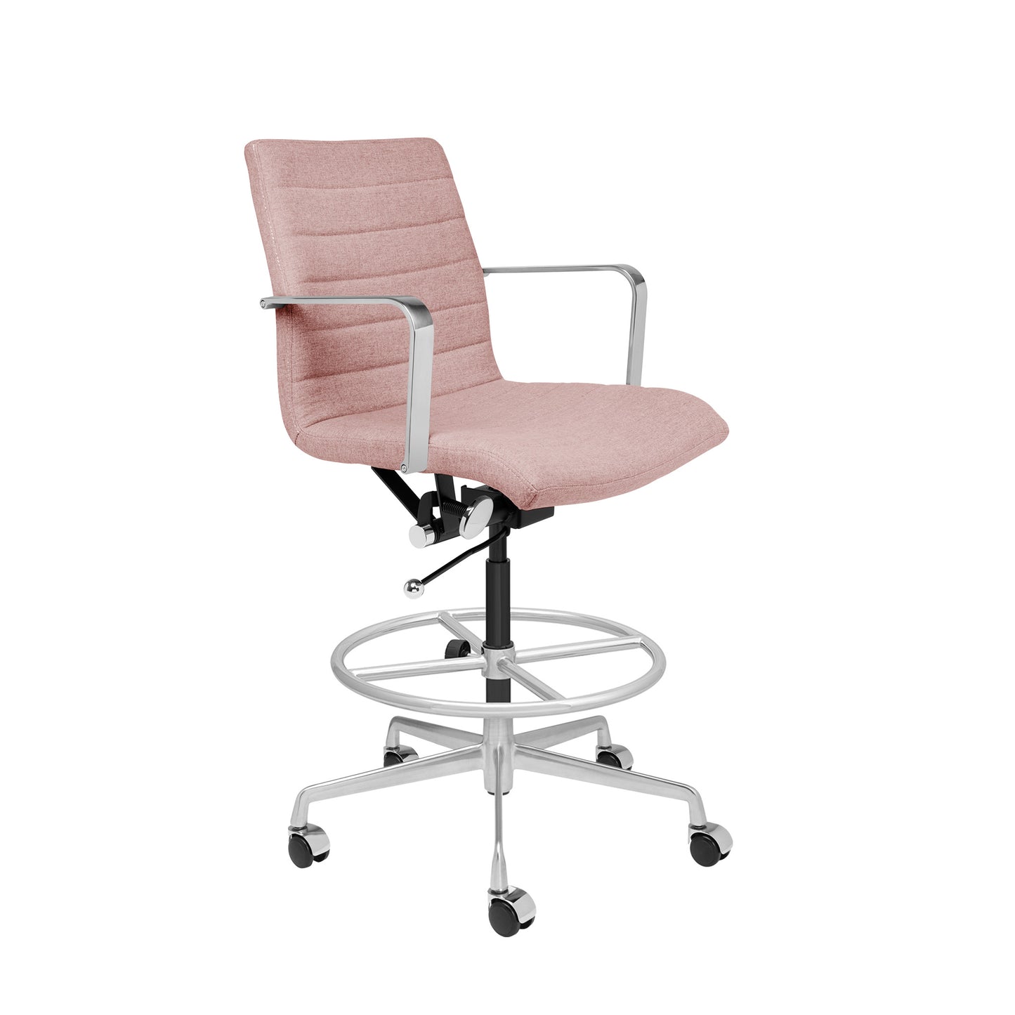 SHIPS MAY 17TH - SOHO II Ribbed Drafting Chair (Coral Pink Fabric)