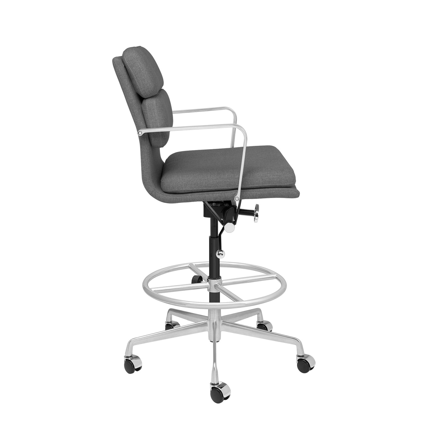 SHIPS MAY 17TH - SOHO II Padded Drafting Chair (Charcoal Fabric)