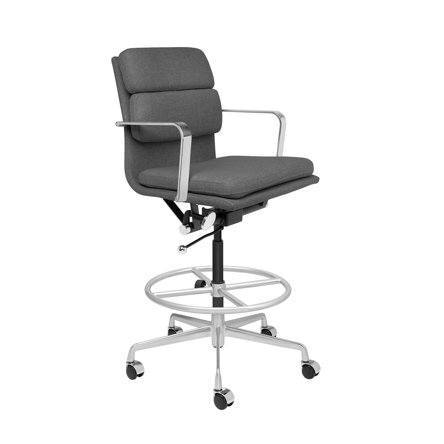 SHIPS MAY 17TH - SOHO II Padded Drafting Chair (Charcoal Fabric)