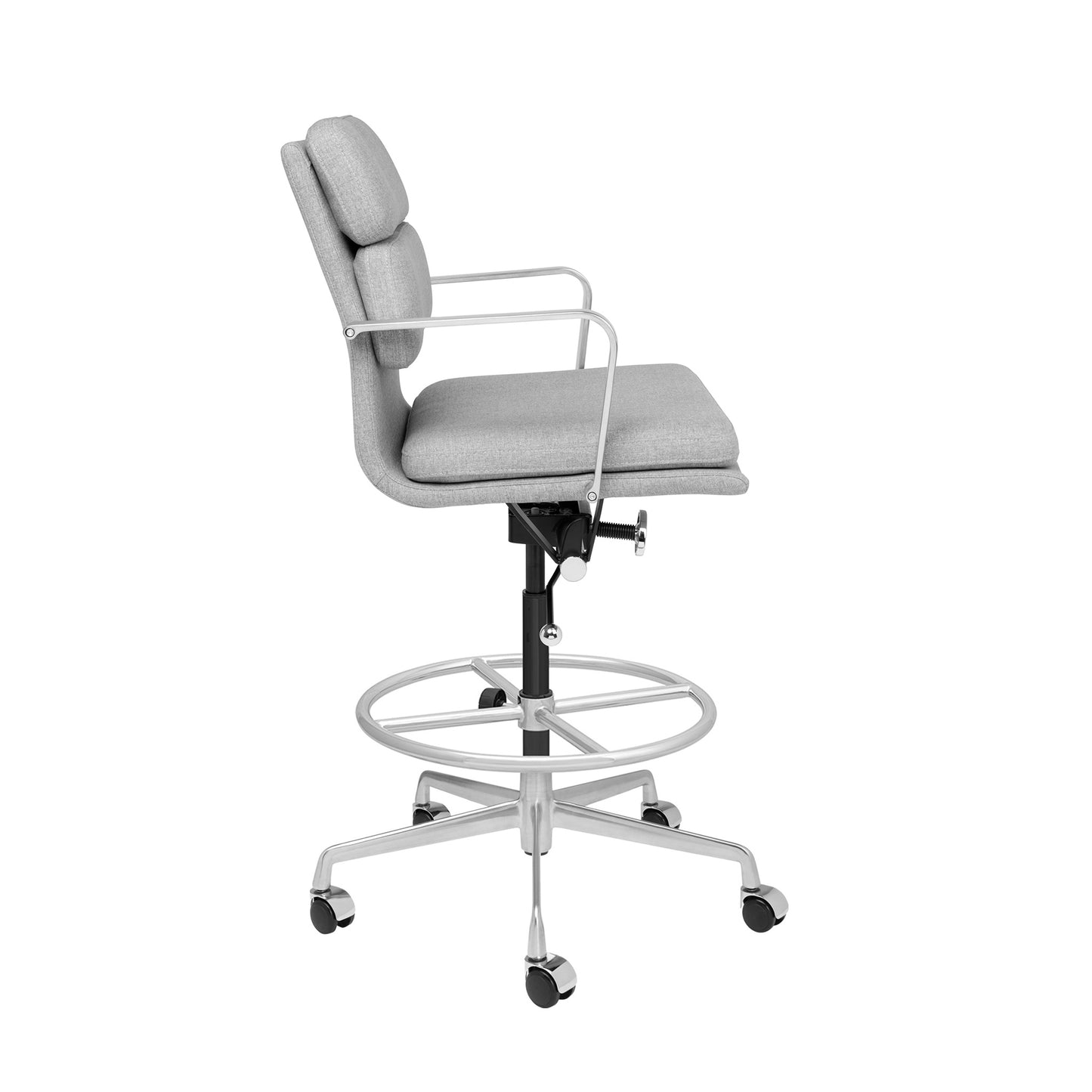 SHIPS MAY 17TH - SOHO II Padded Drafting Chair (Grey Fabric)