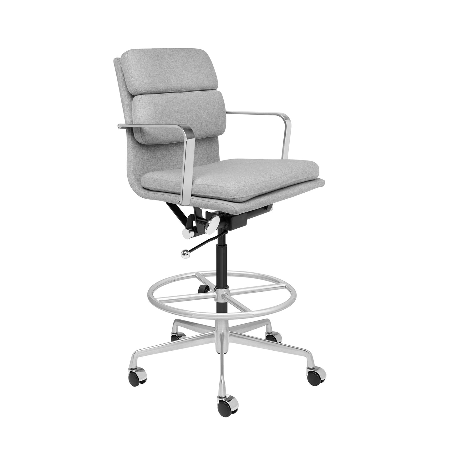 SHIPS MAY 17TH - SOHO II Padded Drafting Chair (Grey Fabric)