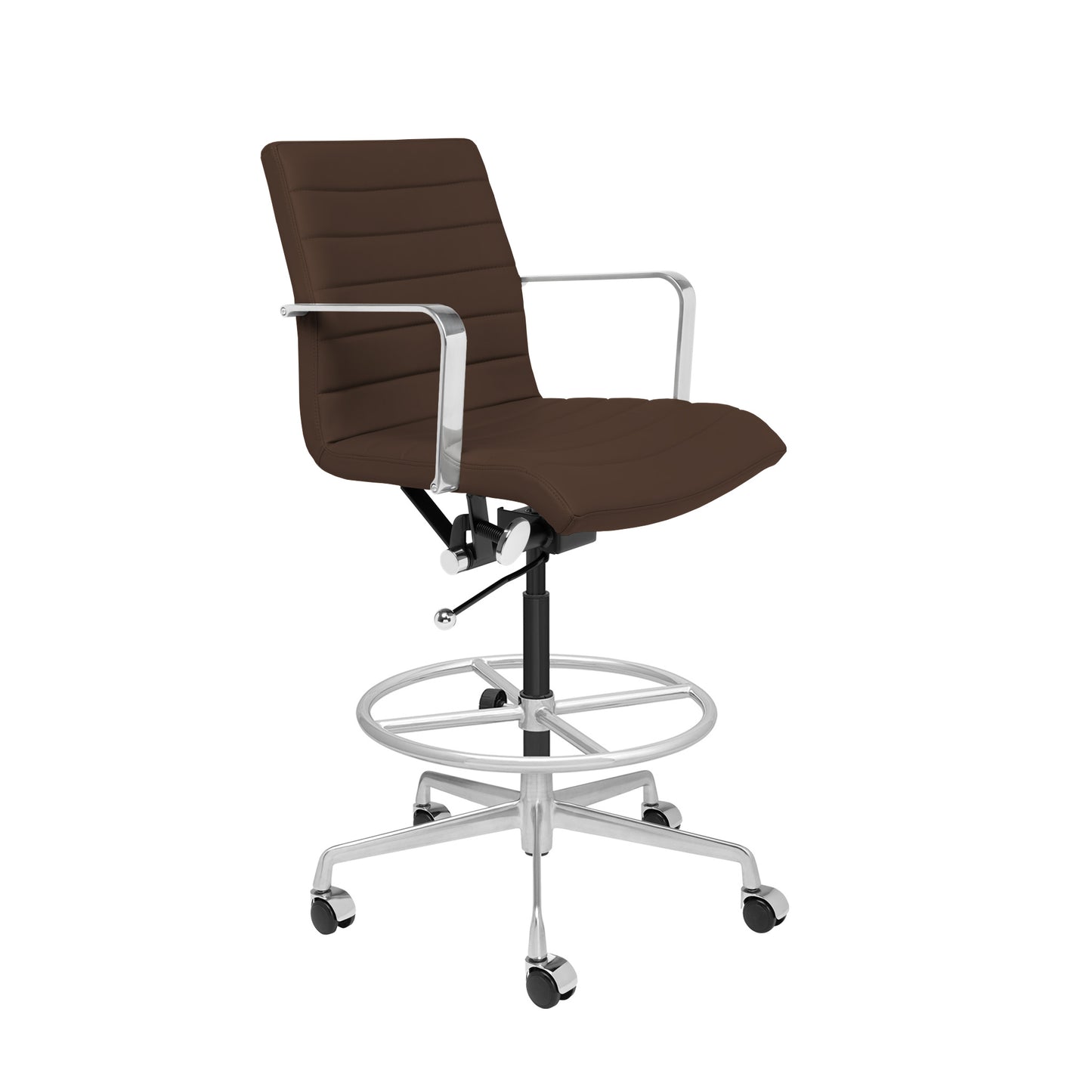 SHIPS MAY 17TH - SOHO II Ribbed Drafting Chair (Dark Brown)