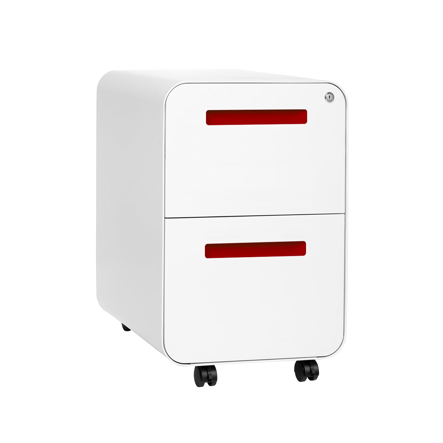 Stockpile Curve 2-Drawer File Cabinet (White/Red)
