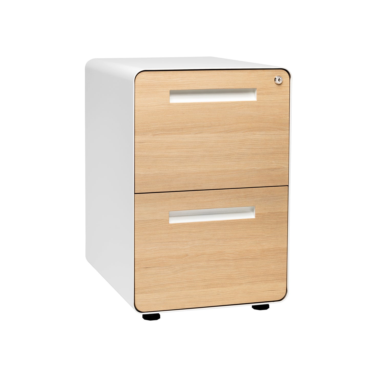 Stockpile Curve 2-Drawer File Cabinet (White/Wood Faceplate)