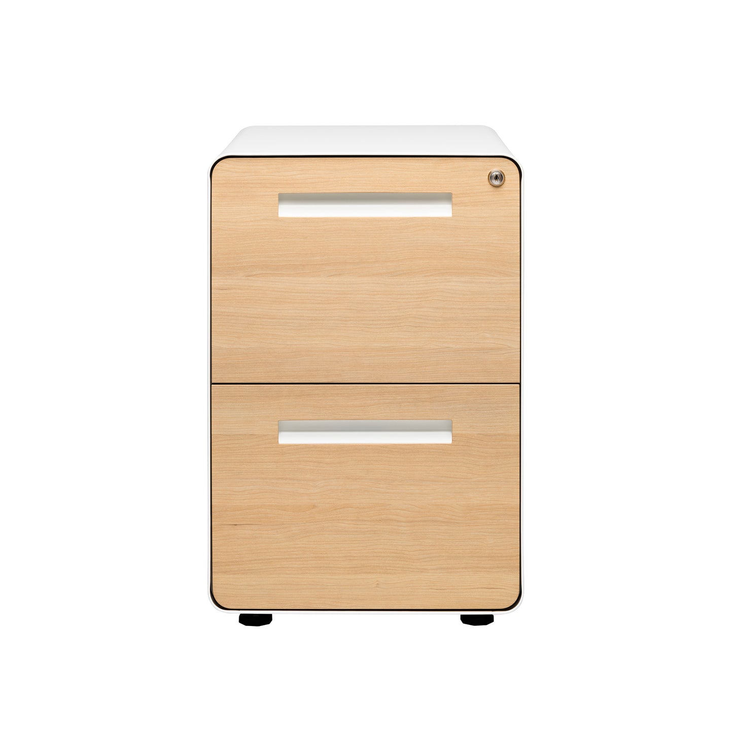 Stockpile Curve 2-Drawer File Cabinet (White/Wood Faceplate)