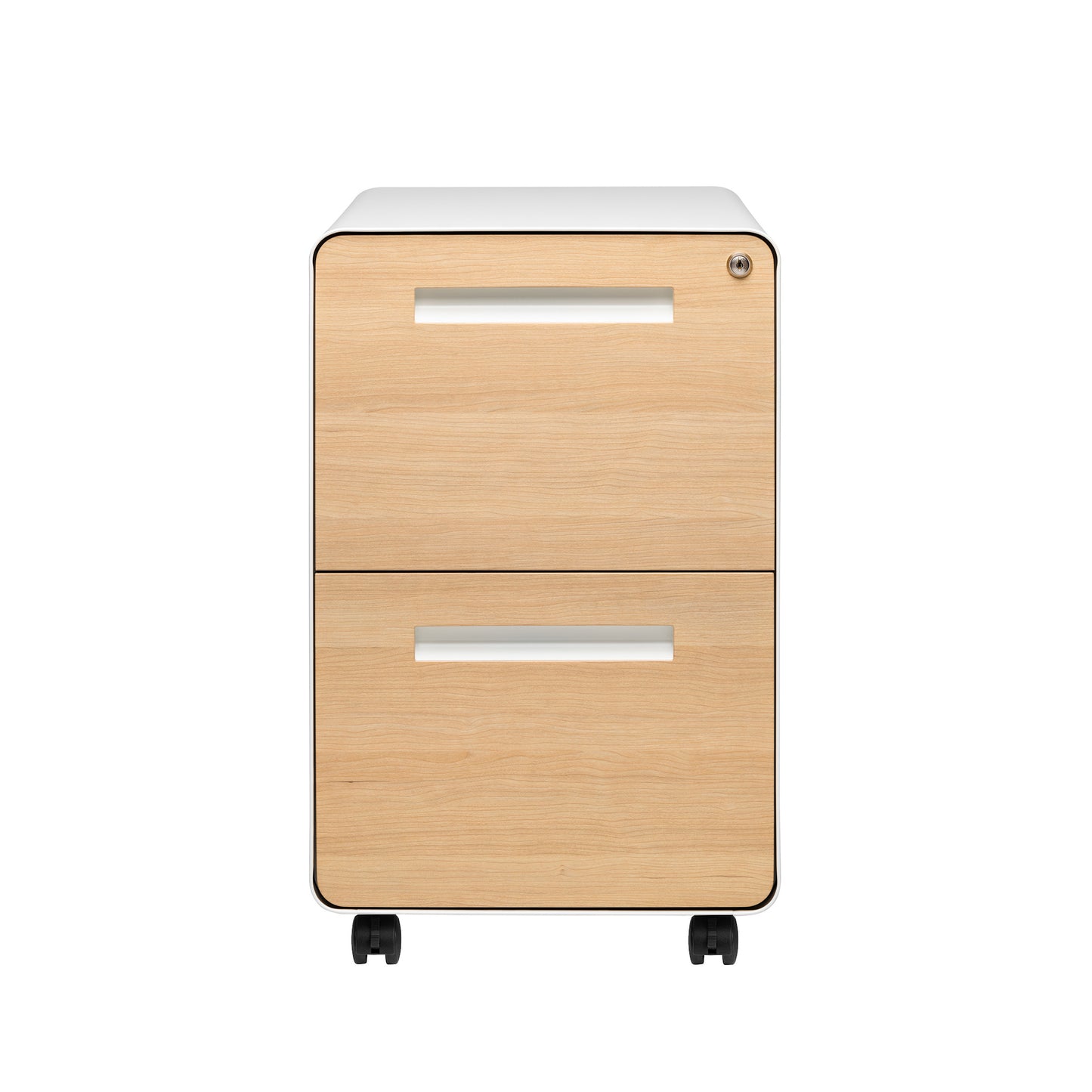 Stockpile Curve 2-Drawer File Cabinet (White/Wood Faceplate)