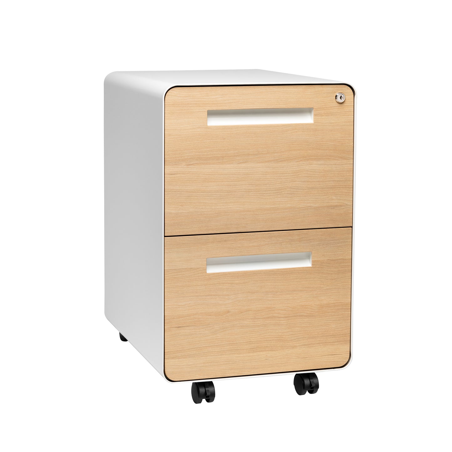 Stockpile Curve 2-Drawer File Cabinet (White/Wood Face)