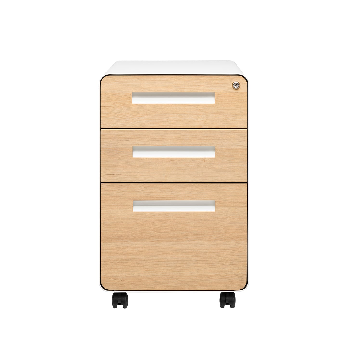 Stockpile Curve 3-Drawer File Cabinet (White/Wood Face)
