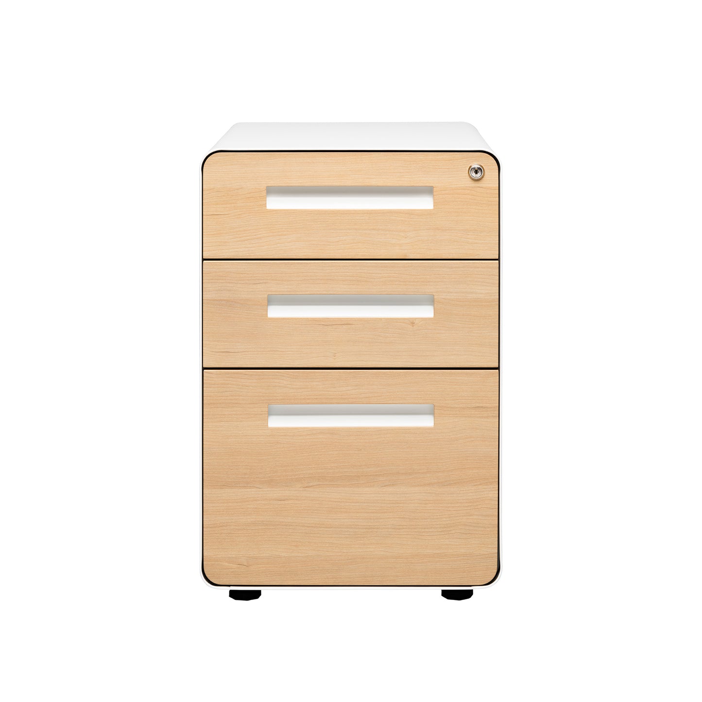 Stockpile Curve 3-Drawer File Cabinet (White/Wood Face)