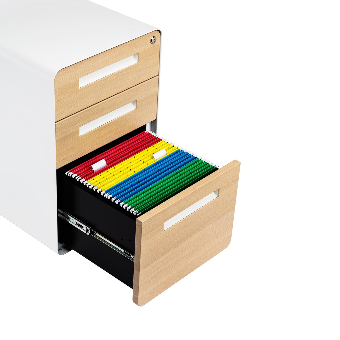 Stockpile Curve 3-Drawer File Cabinet (White/Wood Face)