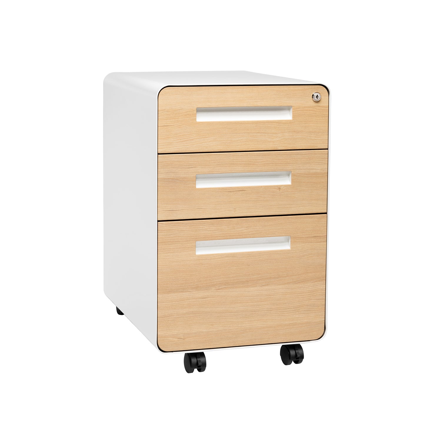 Stockpile Curve 3-Drawer File Cabinet (White/Wood Face)