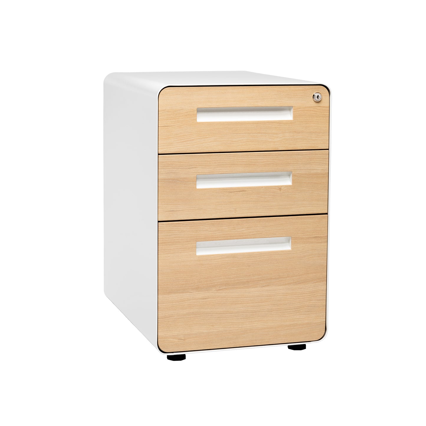 Stockpile Curve 3-Drawer File Cabinet (White/Wood Face)