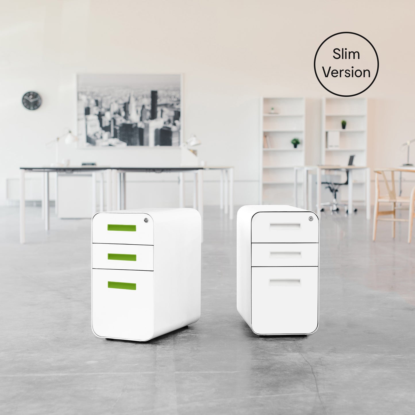 Stockpile Slim 3-Drawer File Cabinet (White/Blue)