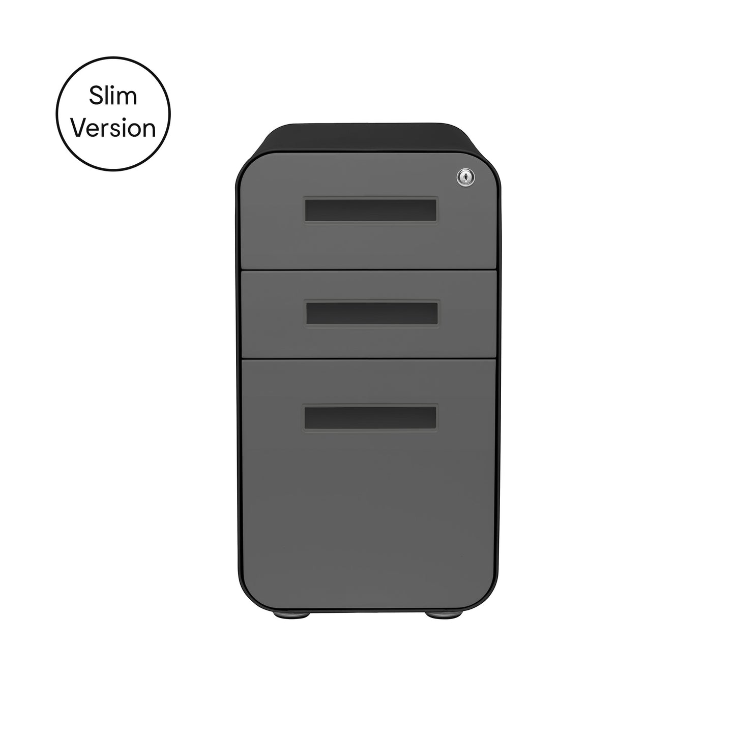 Stockpile Slim 3-Drawer File Cabinet (Black/Dark Grey Face)