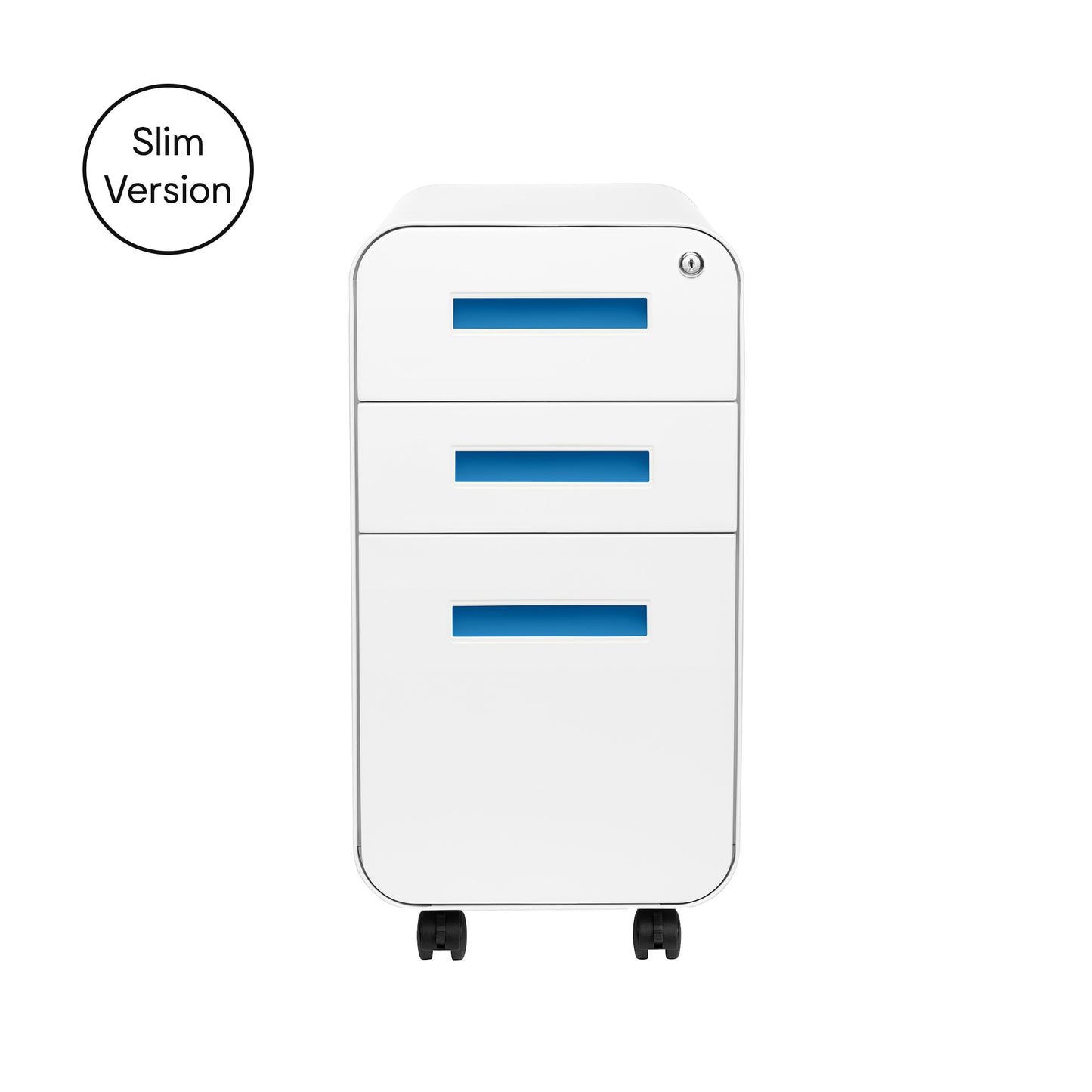 Stockpile Slim 3-Drawer File Cabinet (White/Blue)
