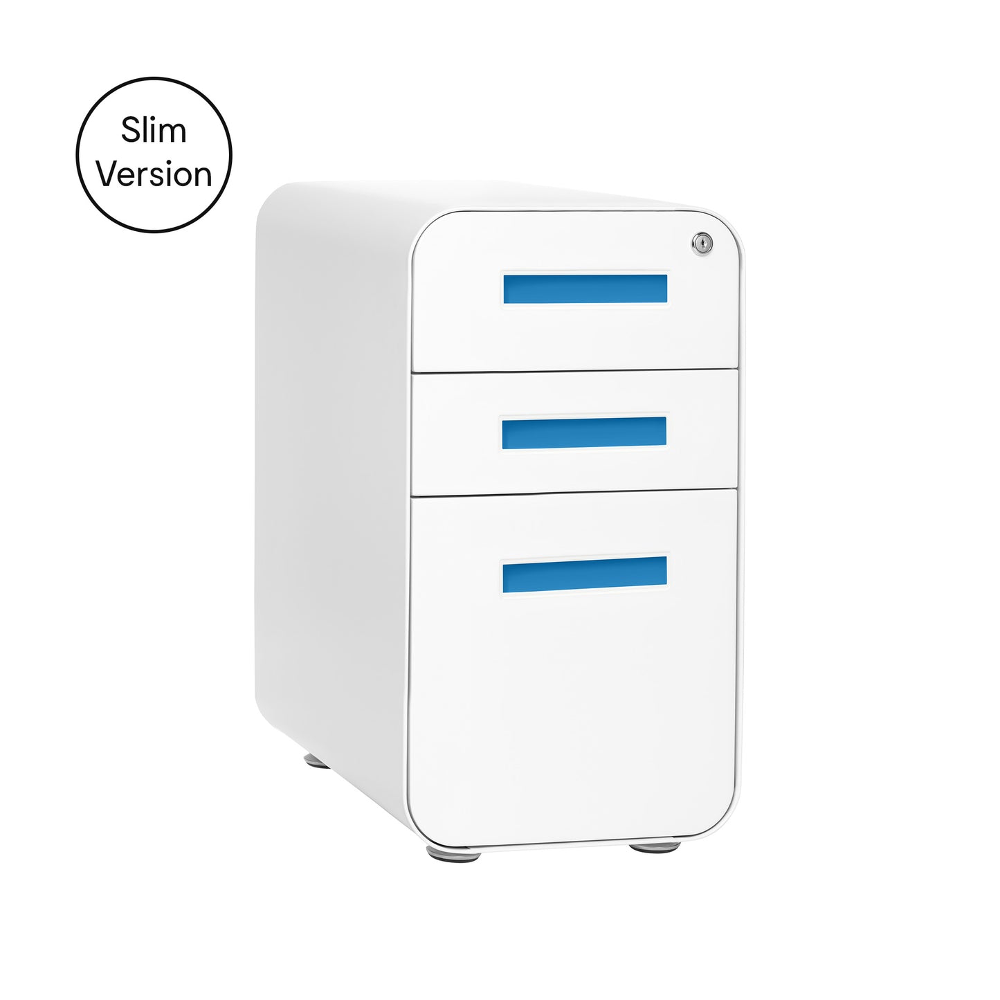 Stockpile Slim 3-Drawer File Cabinet (White/Blue)