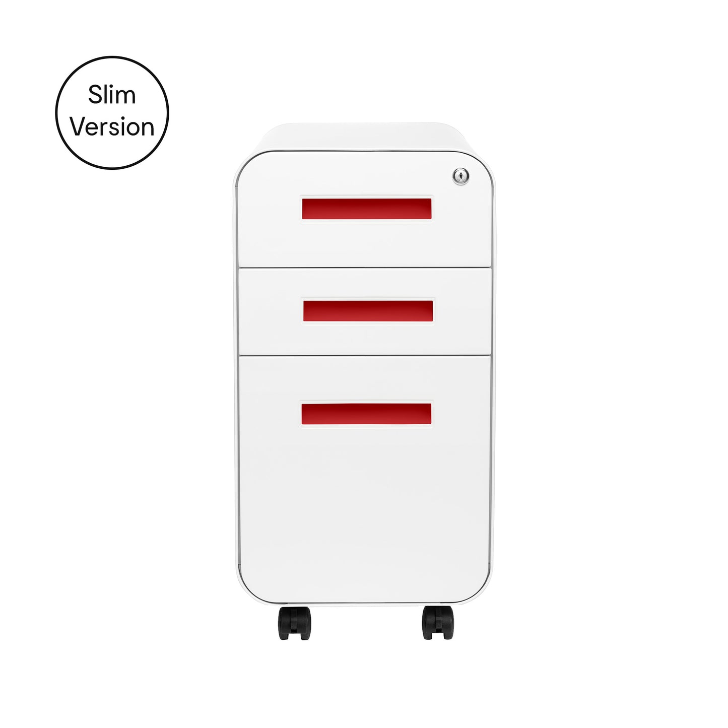 Stockpile Slim File Cabinet (White/Red)