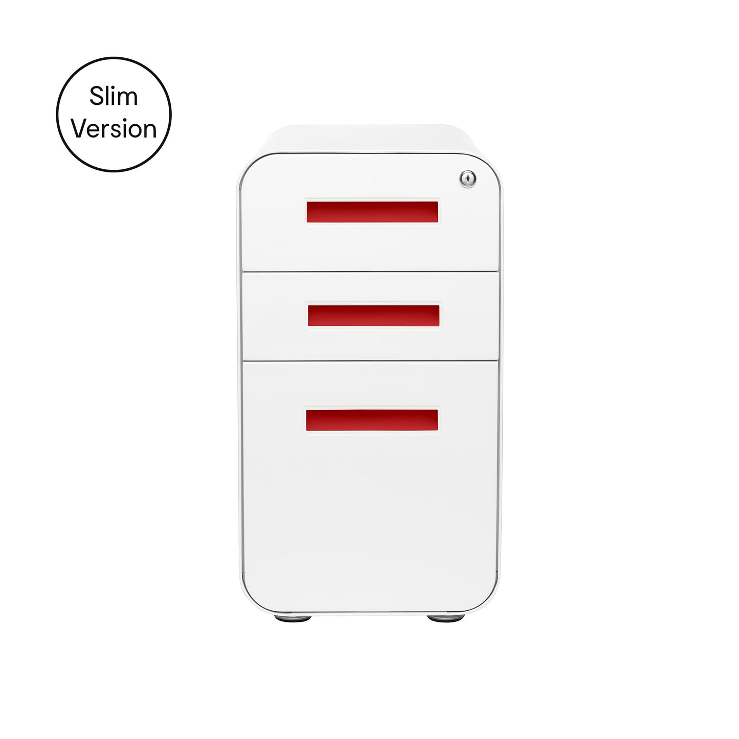 Stockpile Slim File Cabinet (White/Red)