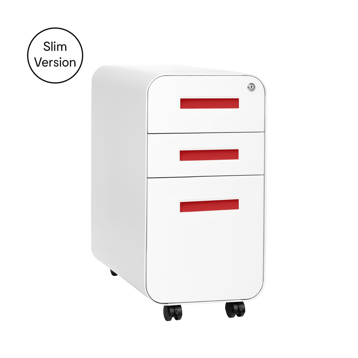 Stockpile Slim File Cabinet (White/Red)