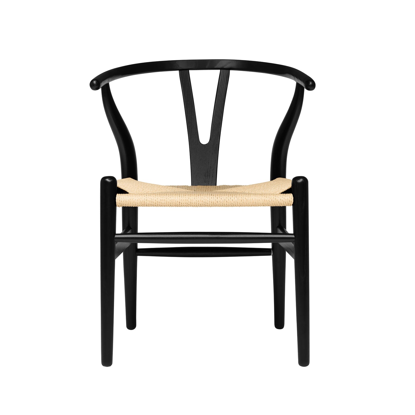Wishbone Chair (Black/Natural Woven Cord)
