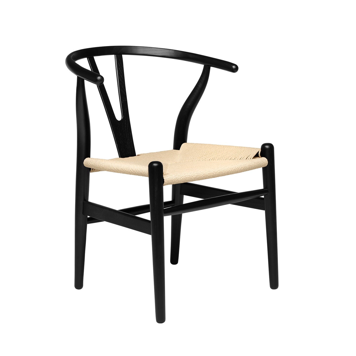 Wishbone Chair (Black/Natural Woven Cord)