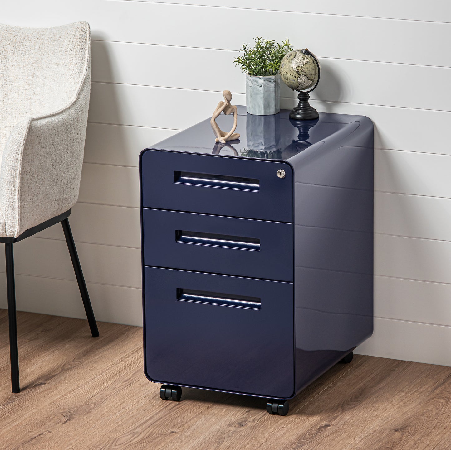 Stockpile Curve 3-Drawer File Cabinet (Navy Blue)