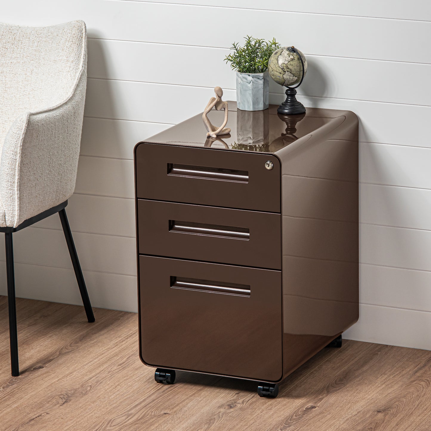 Stockpile Curve 3-Drawer File Cabinet (Dark Brown)