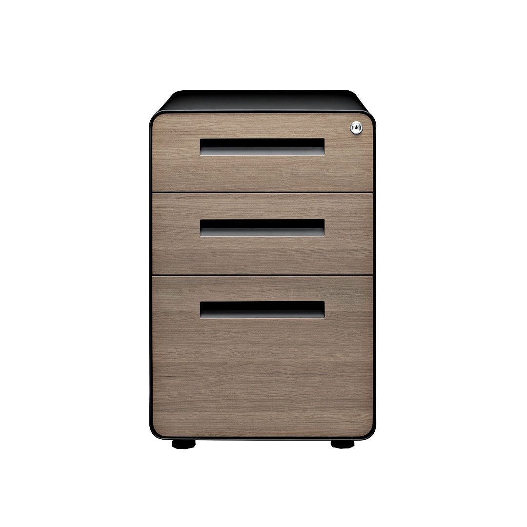 Stockpile Curve File Cabinet (Black/Wood Faceplate)