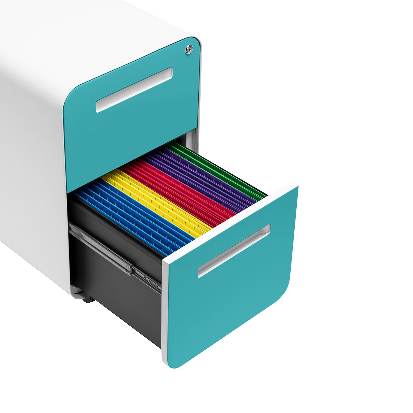Stockpile Curve 2-Drawer File Cabinet (Aqua Faceplate)