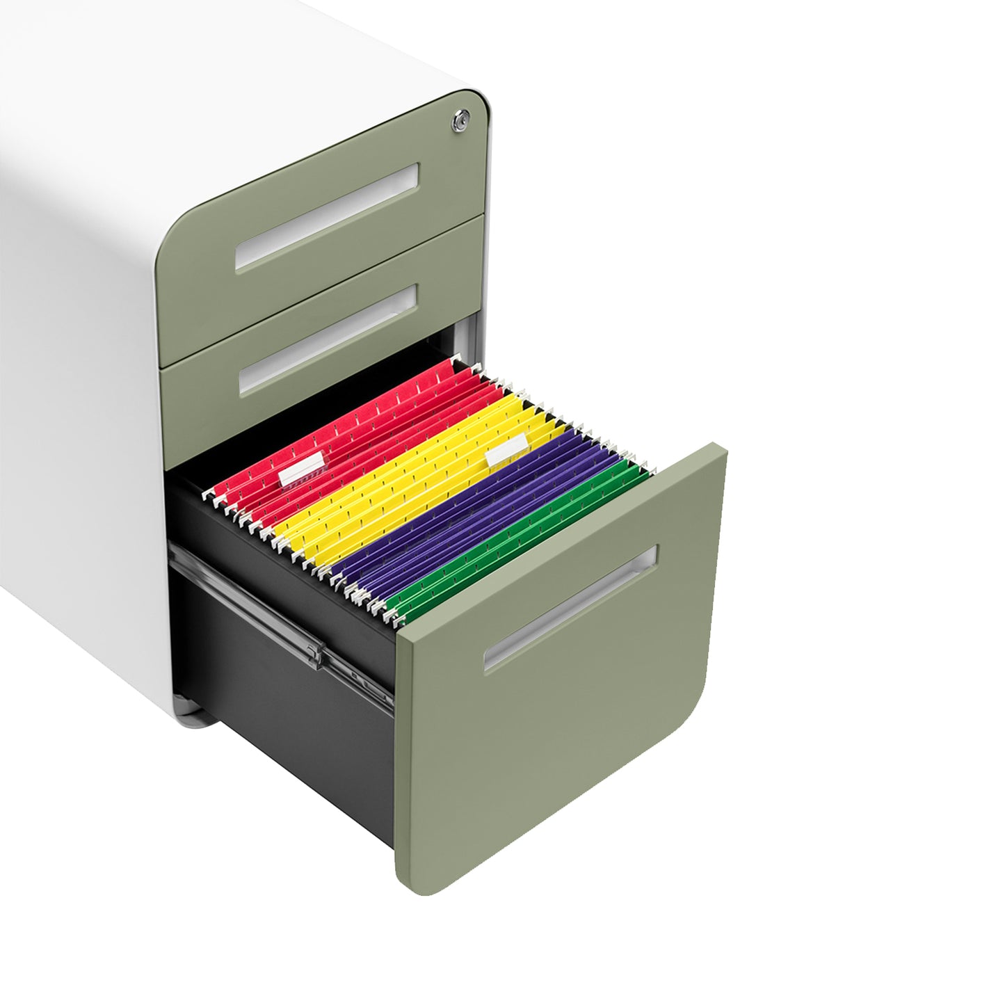 Stockpile Curve 3-Drawer File Cabinet (Sage Green Face)
