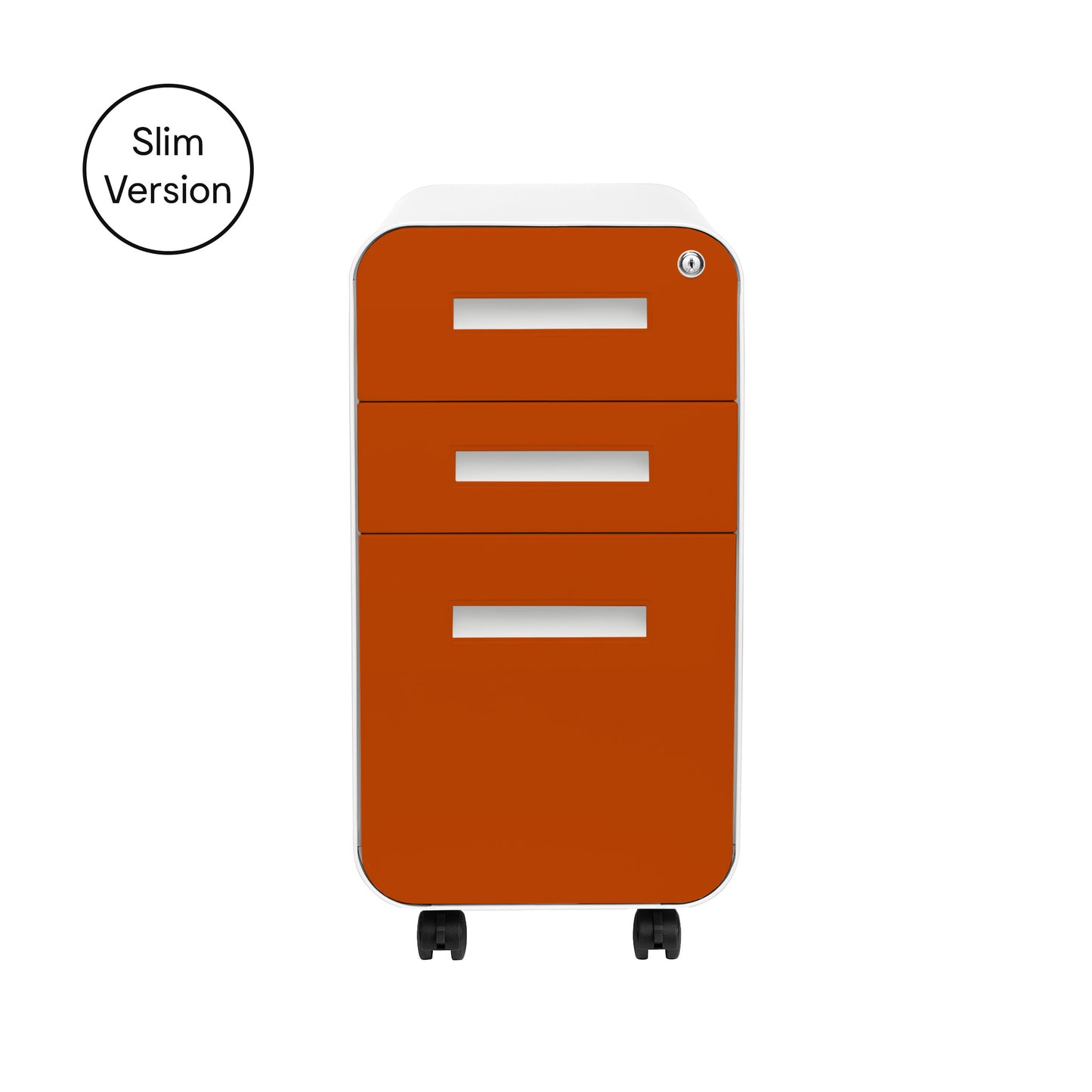 Stockpile Slim 3-Drawer File Cabinet (Orange Faceplate)