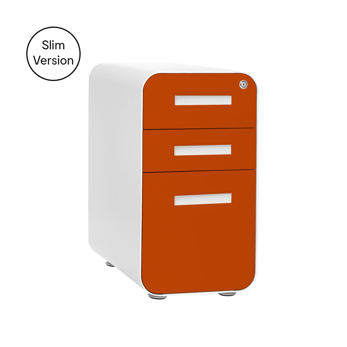 Stockpile Slim 3-Drawer File Cabinet (Orange Faceplate)